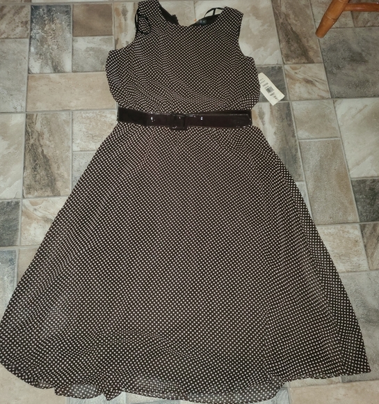 MSK Polka Dot Dress with belt - Picture 1 of 4